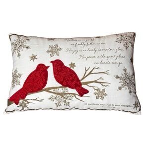 2 Red Cardinals Loss Of Loved One 18 X 12 Pillow Isiah 30:15 "Strength"